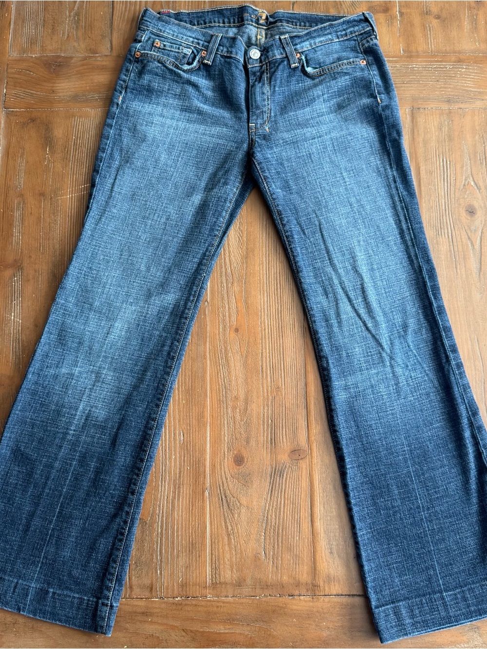 7 for All Mankind Women's Jeans Dojo High Wave Dark Wash Flared Y2K USA